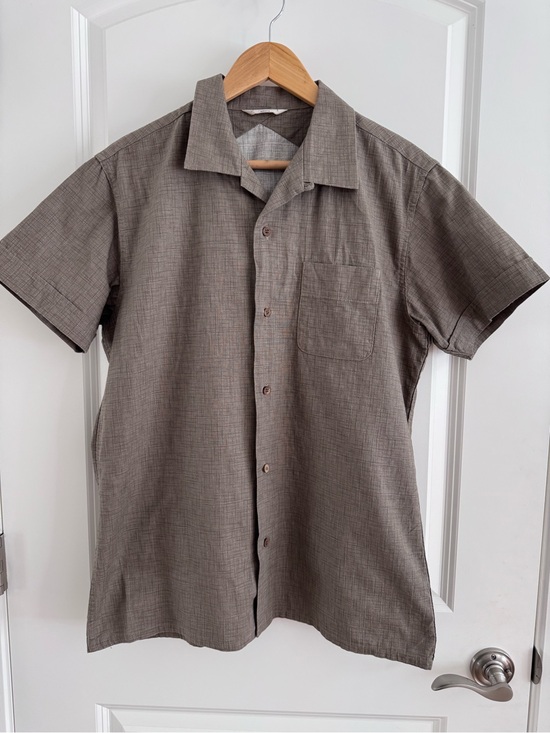 3sixteen Other - 3sixteen Short-Sleeve Button-Down Textured Shirt in Taupe Brown